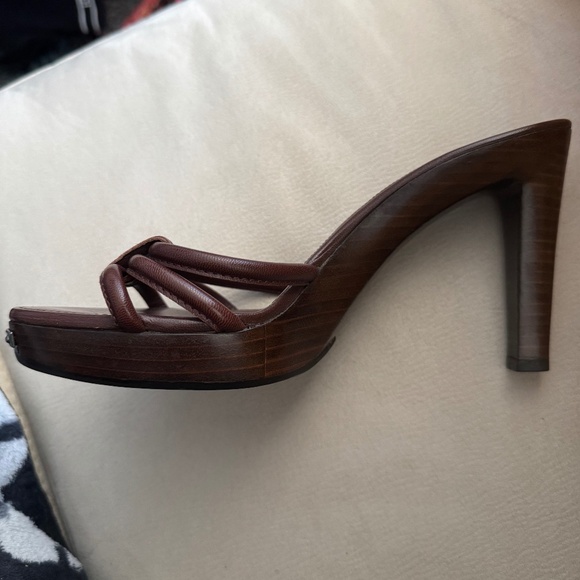 Like New - Rare- YvesSaintLaurent Brown leather and wood mules - Size 37 - Picture 2 of 4